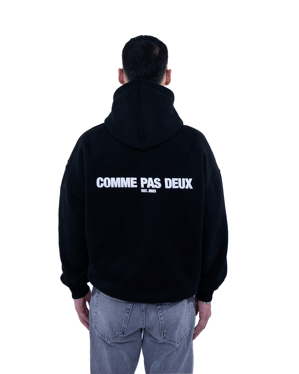 Schwarze ZIP-Hoodie von COMME PAS DE DEUX, bequemer Kapuzenpullover mit Reißverschluss und lässigem Design.