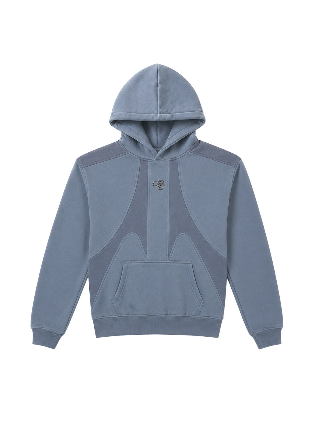 Grauer Hoodie von COMME PAS DEUX, bequemes Oberteil mit Kapuze und lockerer Passform, auf einem weißen Hintergrund.