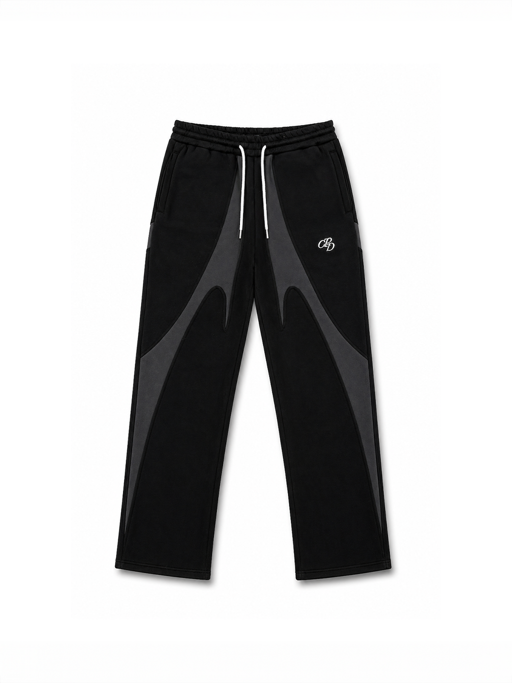 Schwarze Open Leg Jogger von COMME PAS DE DEUX, Vorderansicht, lockere Passform und sportlicher Stil.